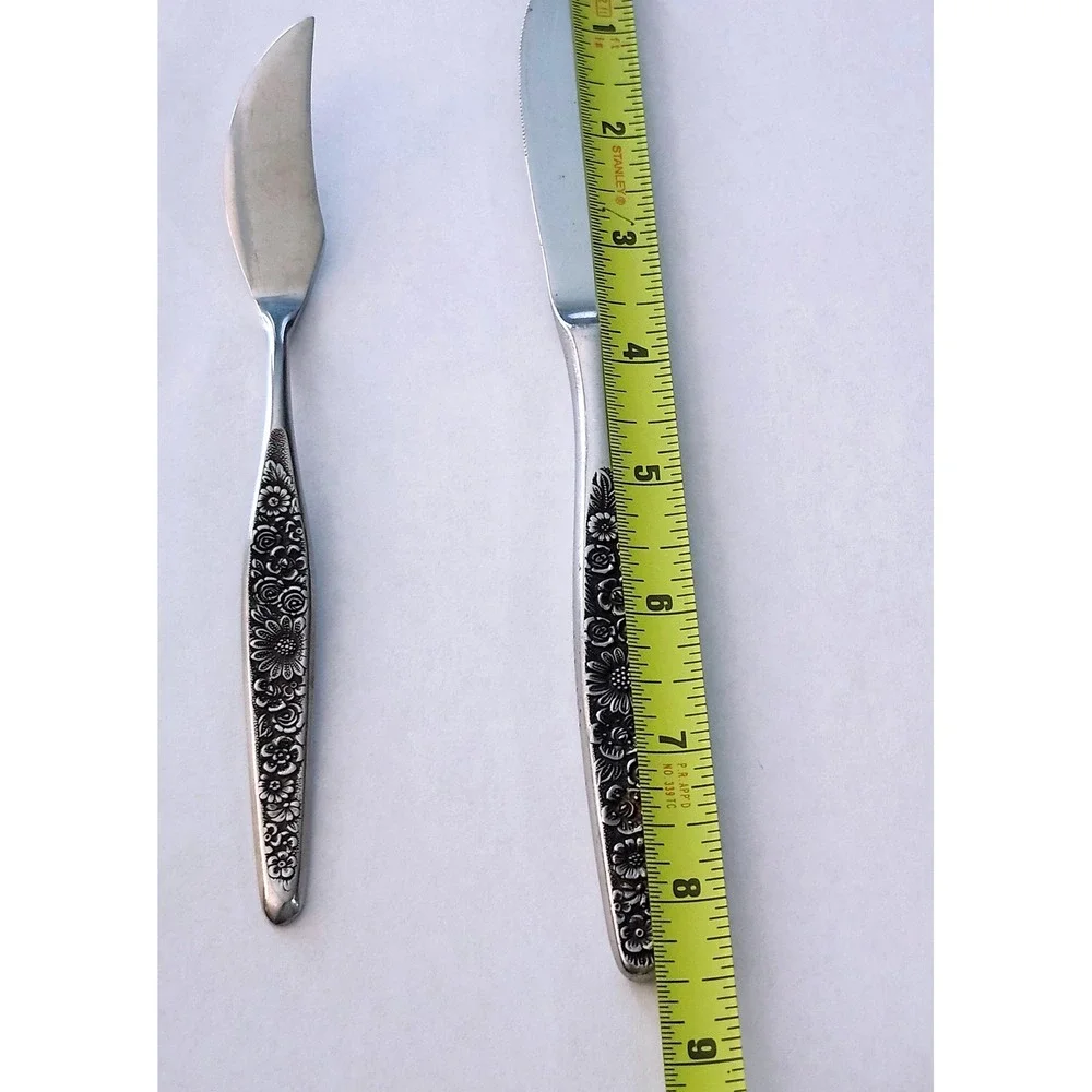 VTG Interpur JARDINERA Flatware Set Floral Dinner Knife & Butter Knife Japan